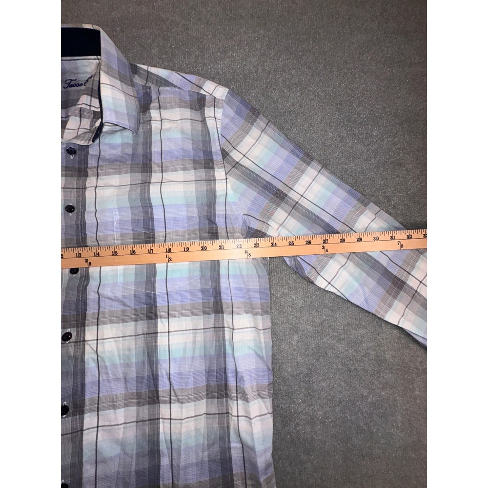 Tasso Elba Mens Plaid Long Sleeve Button Down Shirt Blue Grey White L - Picture 6 of 10